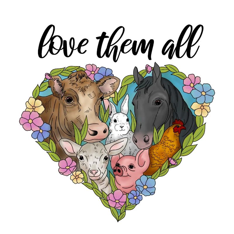 Tiere und Blumenherz