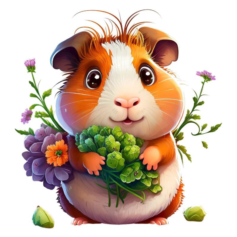 Meerschweinchen mit Blumen