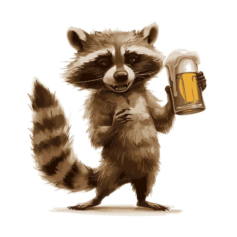 Waschbär Bier Lustig