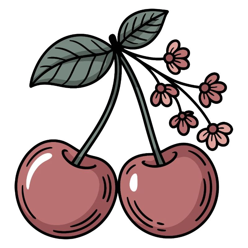 Kirsche Grafik süß Kirschblüten