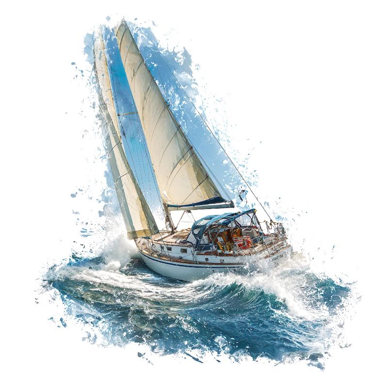 Segelboot im Wellenrauschen