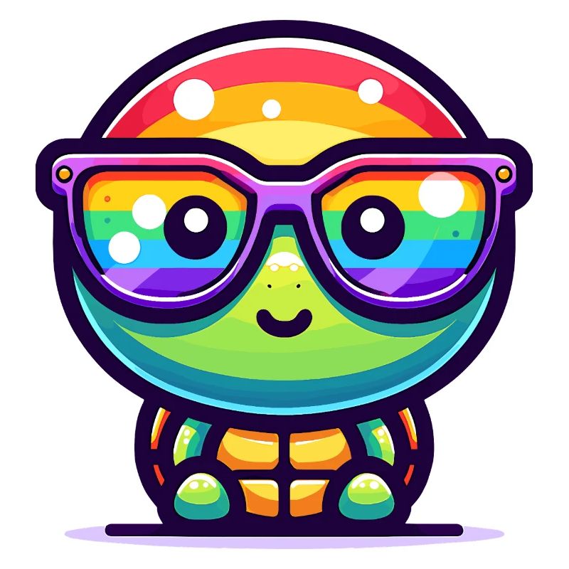 Kawaii Regenbogen-Schildkröte mit Sonnenbrille