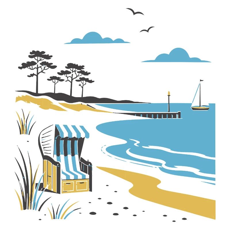 Küstenidylle: Strandstuhl und Düne