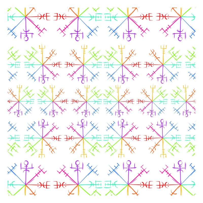 Pattern symbole Vikings Vegvisir multicolore