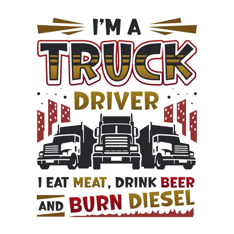 Truck driver eats meat and drinks beer