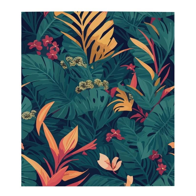 Jungle Pattern Rainforest Fleurs colorées Animaux