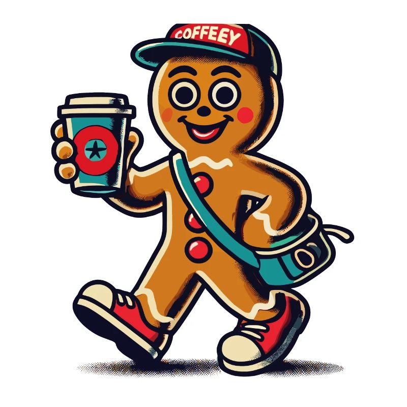 Funny gingerbread snob with coffee