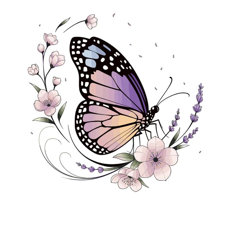 Papillon et fleurs au printemps