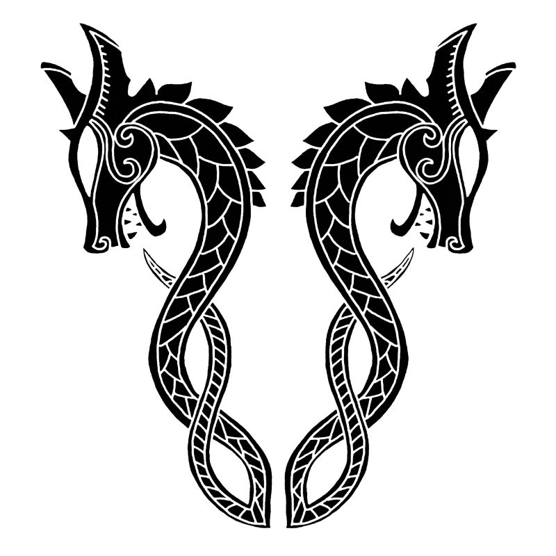 Two headed black dragon