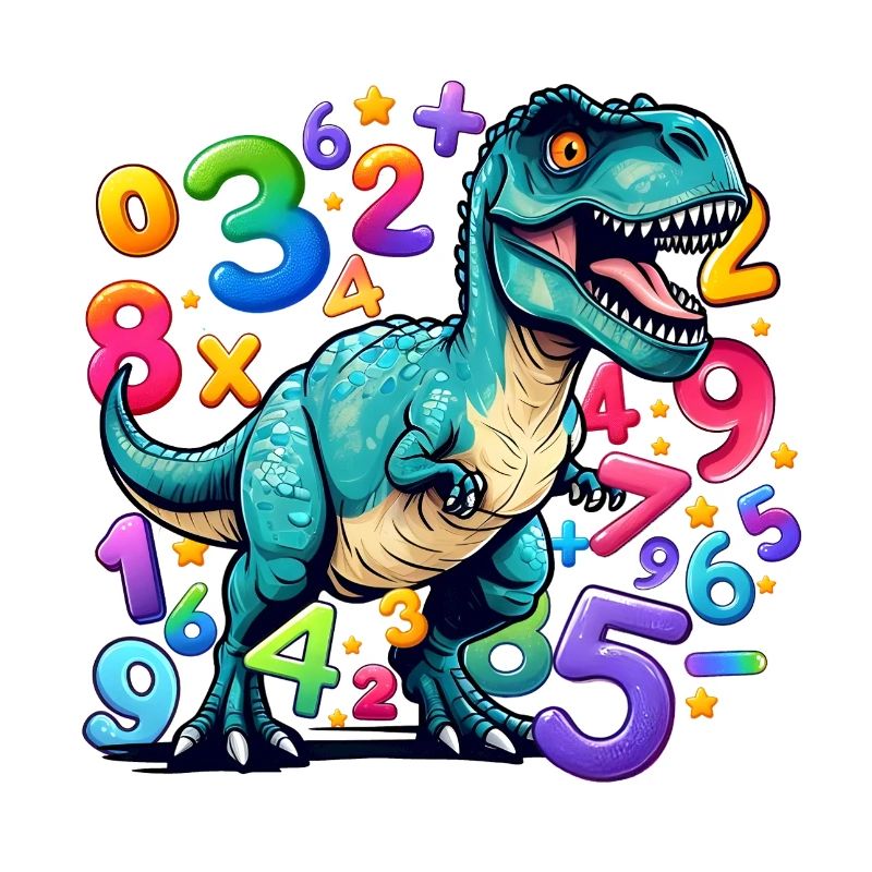 Zahlen-Dinosaurier mit verspieltem Zahlenmotiv