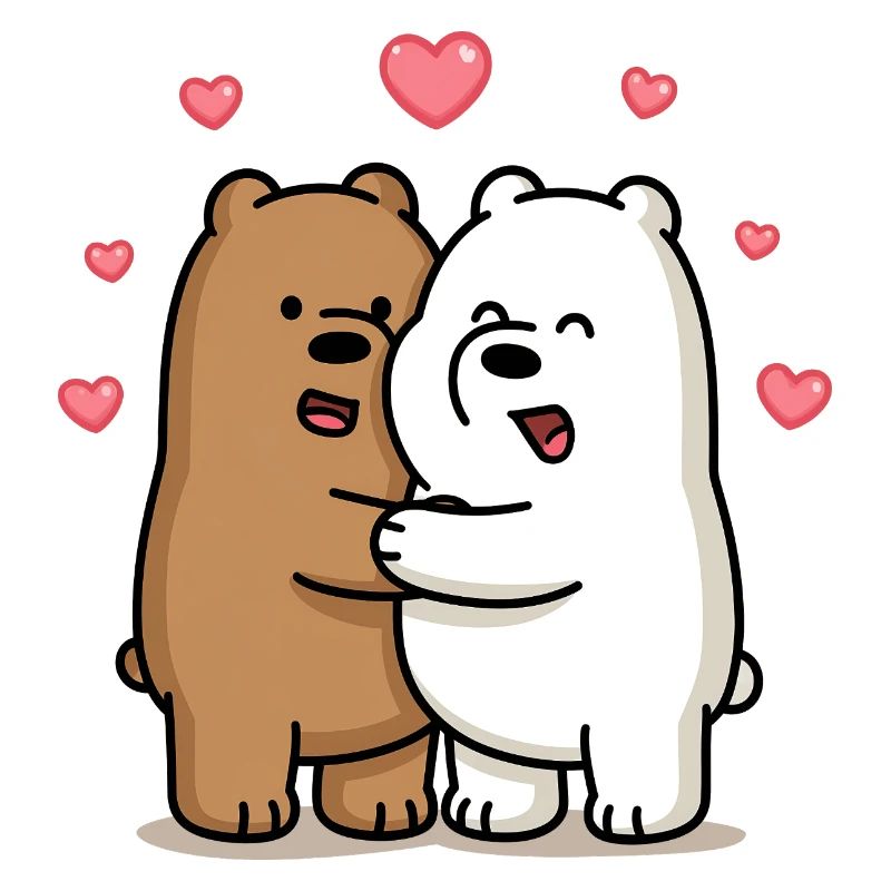 Hugging bears with hearts