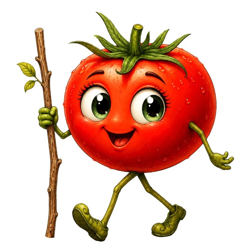Tomate mit Stock