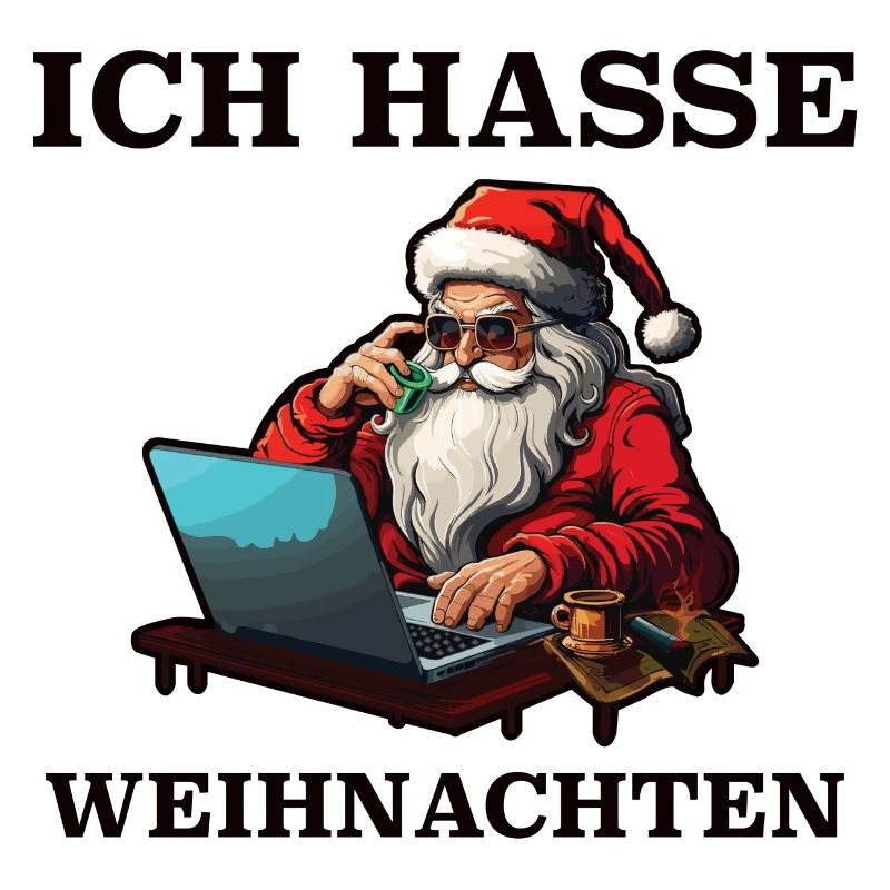 Weihnachts-Hass Santa am Laptop