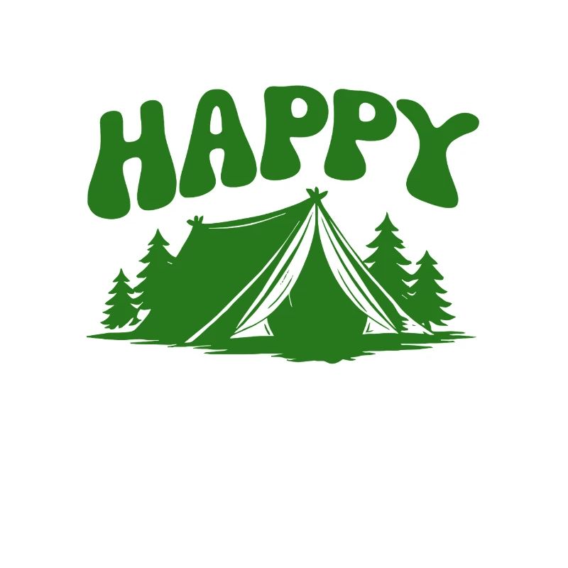 Fröhlicher Camper im Wald