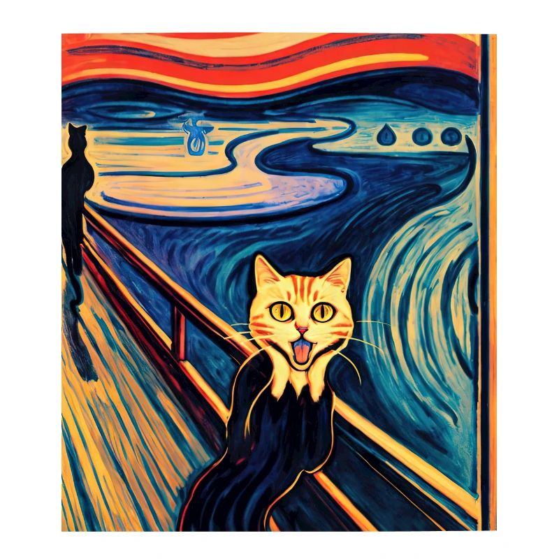 Impressionniste Chat Drôle Criant Impressionnisme