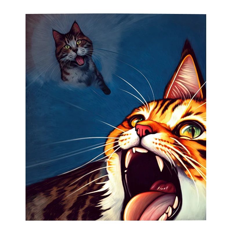 Impressionistic Funny Cat Screaming Impressionism