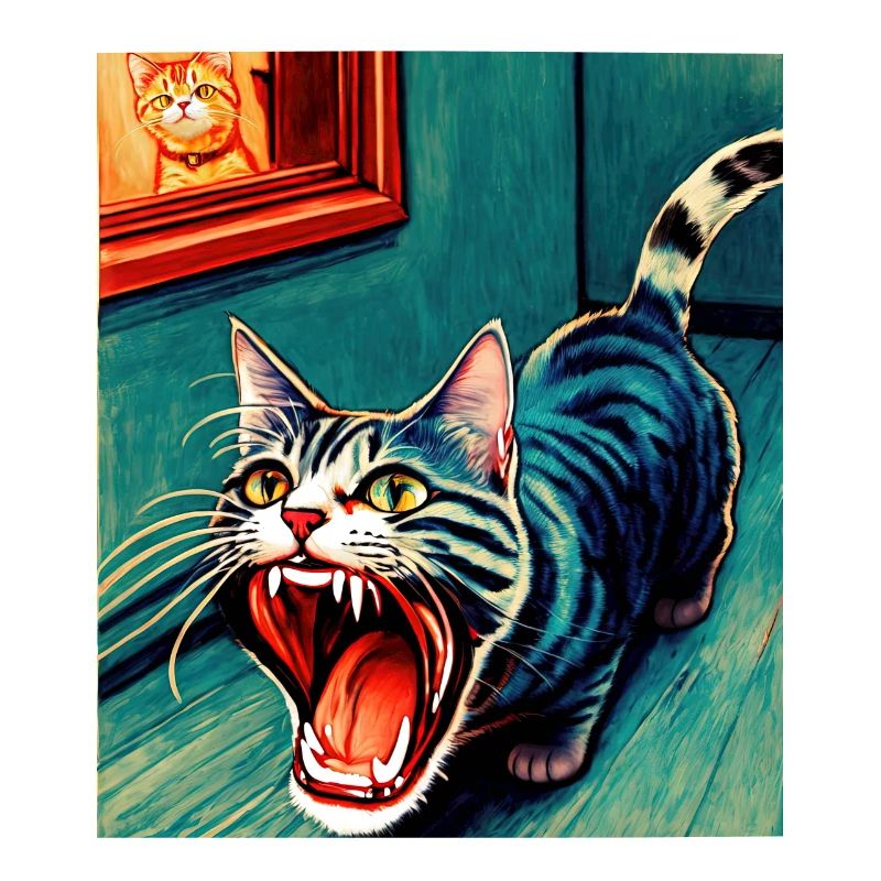 Impressionistic Funny Cat Screaming Impressionism