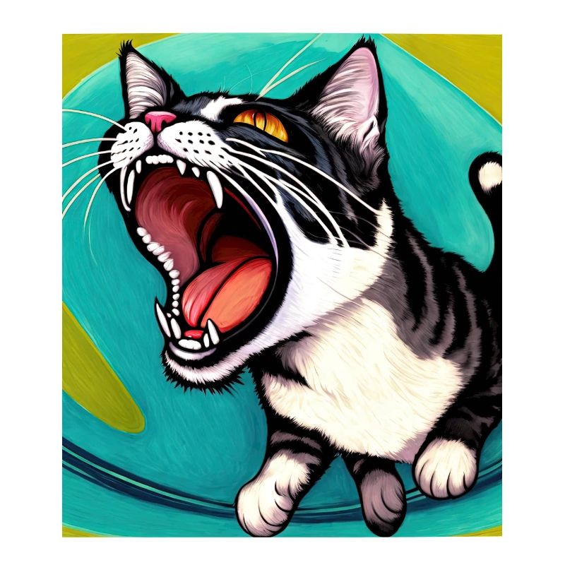 Impressionistic Funny Cat Screaming Impressionism