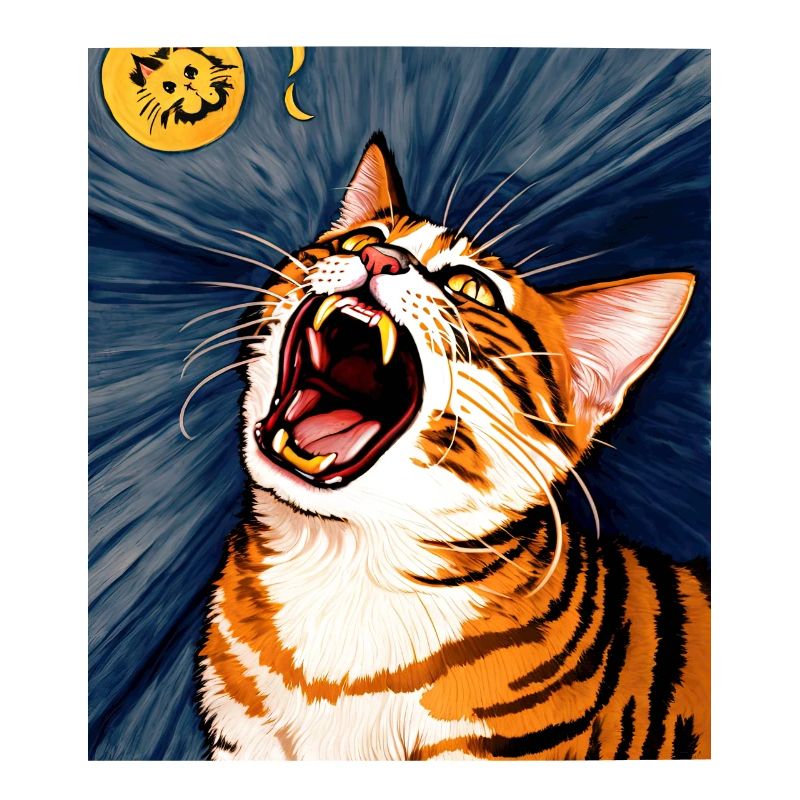Impressionistic Funny Cat Screaming Impressionism
