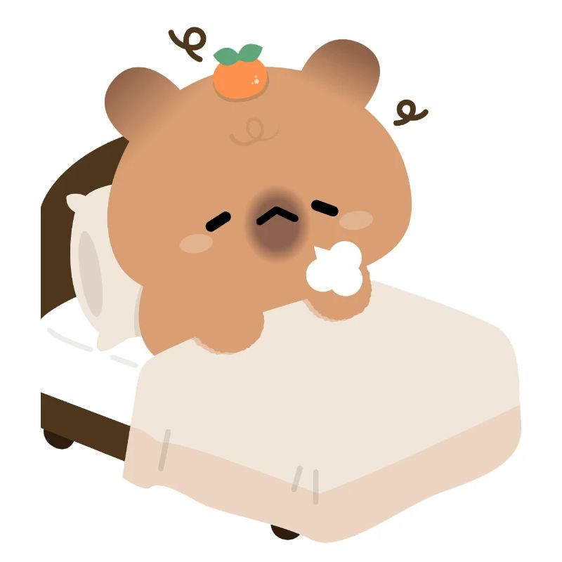 Sleepy Capybara in Cozy Bed