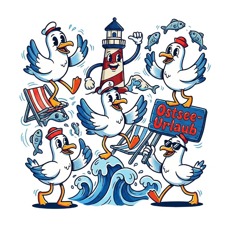 Ostsee Urlaub Möwe Leuchtturm