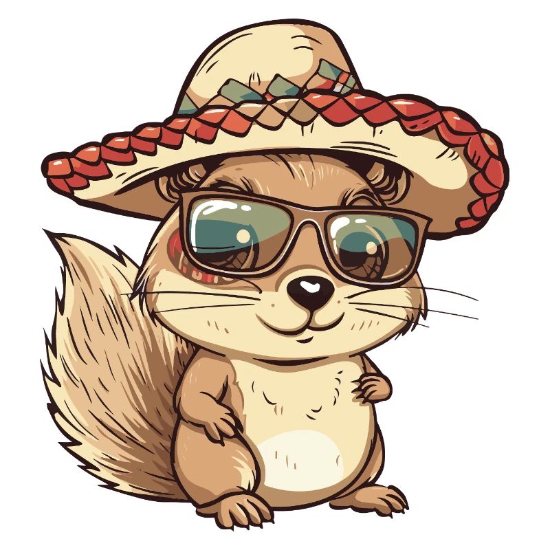 Eichhörnchen Comic Lustig Sombrero