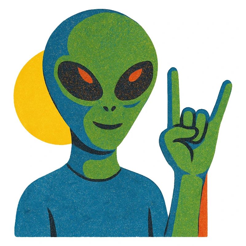Neon-Alien-Felsenschild