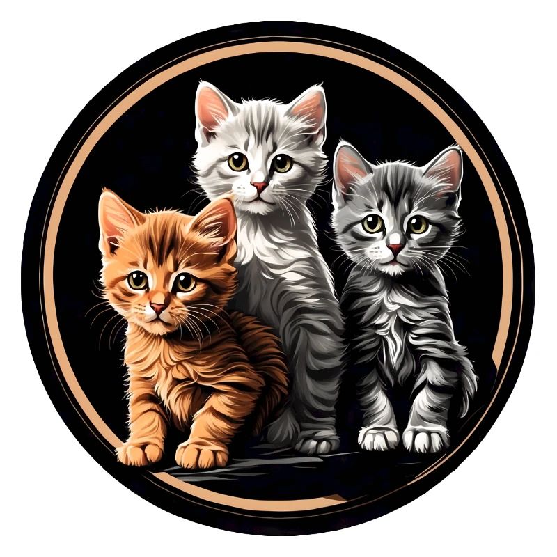 Trois chatons mignons dans un cadre rond