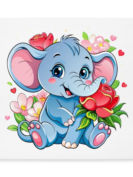 Blumenliebender Babyelefant