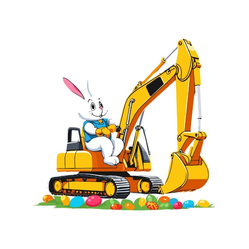 Easter Bunny Excavator Driver Easter Eggs Funny
