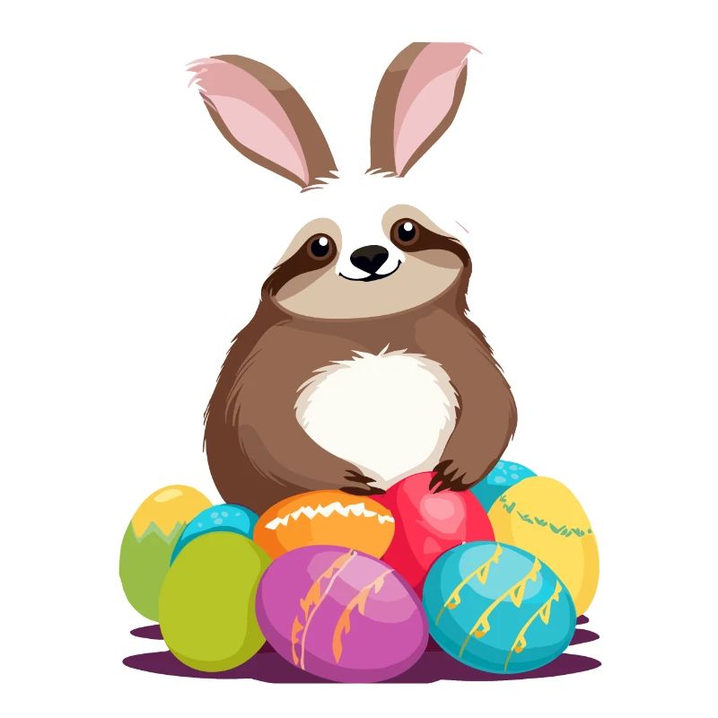 Funny Sloth Easter Bunny Iconic Easter