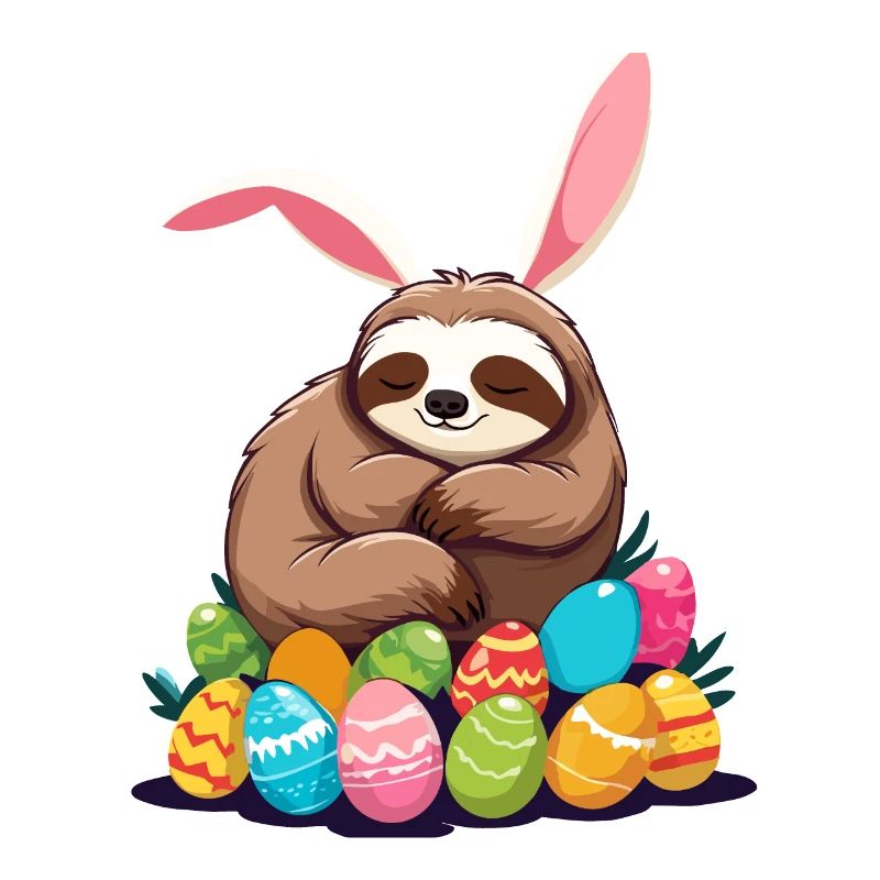 Funny Sloth Easter Bunny Iconic Easter