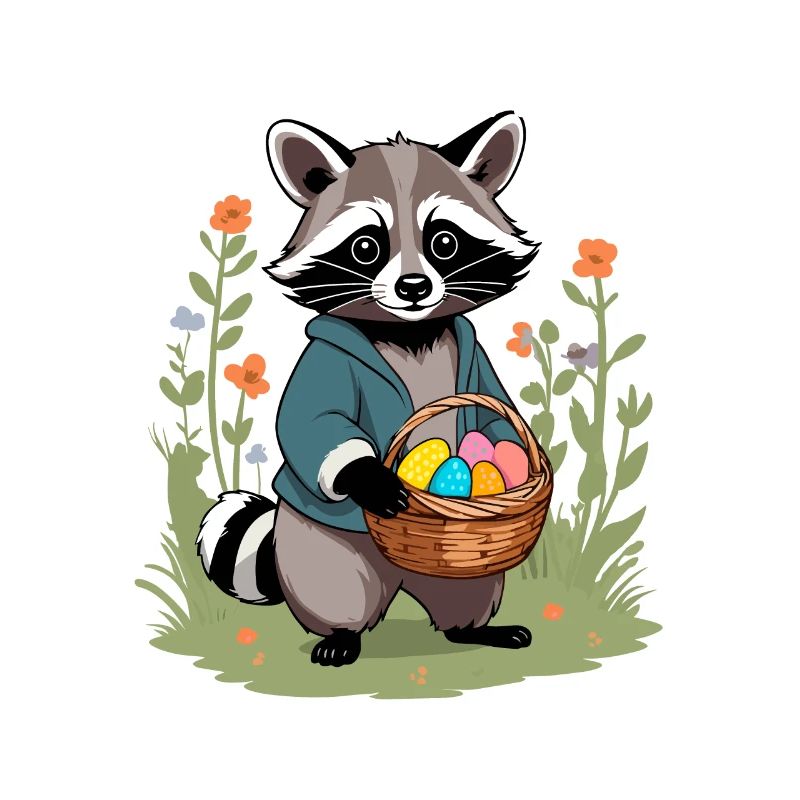 Funny raccoon Easter bunny Easter saying
