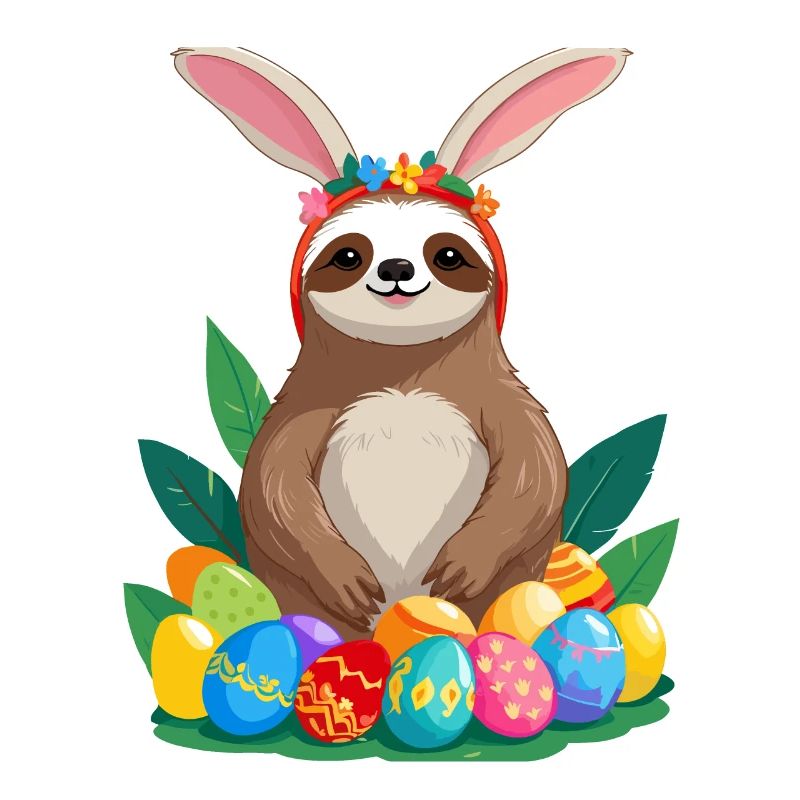 Funny Sloth Easter Bunny Iconic Easter