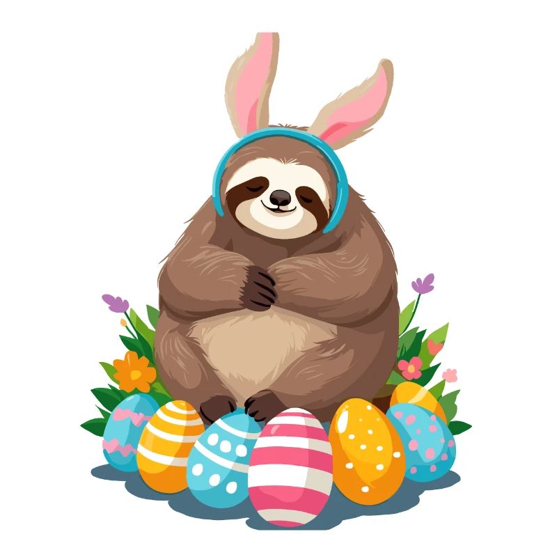 Funny Sloth Easter Bunny Iconic Easter