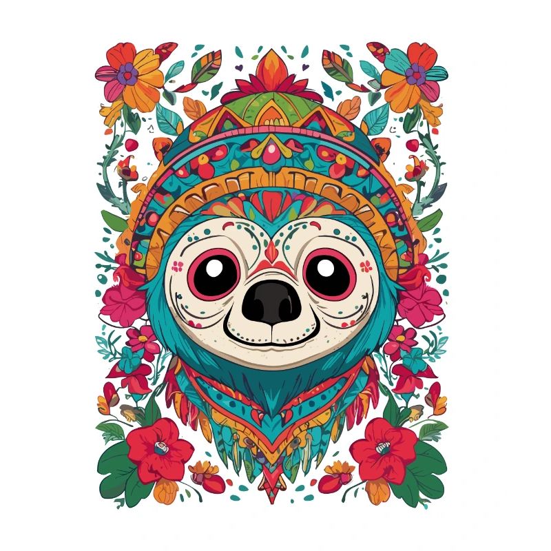 Sloth Iconic Sugar Skull Mexico