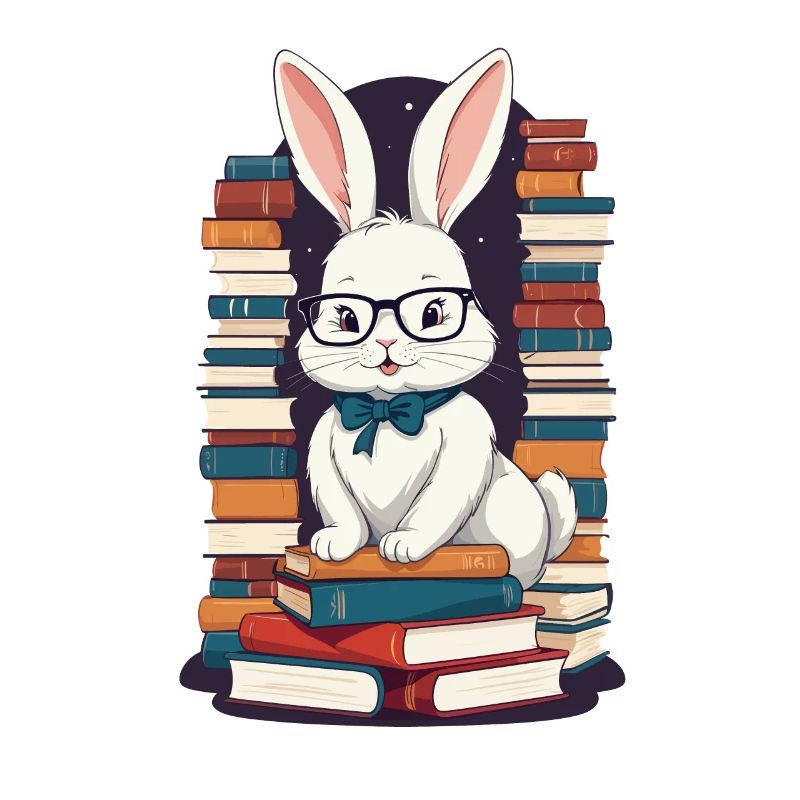 Reading bunny Enthusiastic book lover