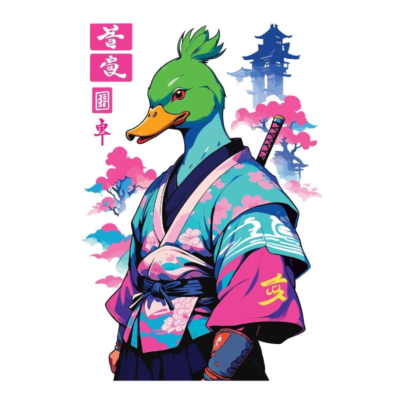 Samurai Duck dans le style esthétique Vaporwave
