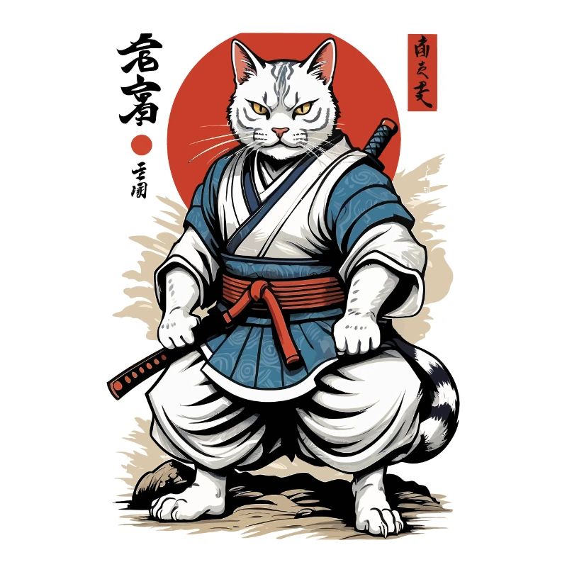 Samurai Katze Vintage Ukiyo-E Japanisches Design