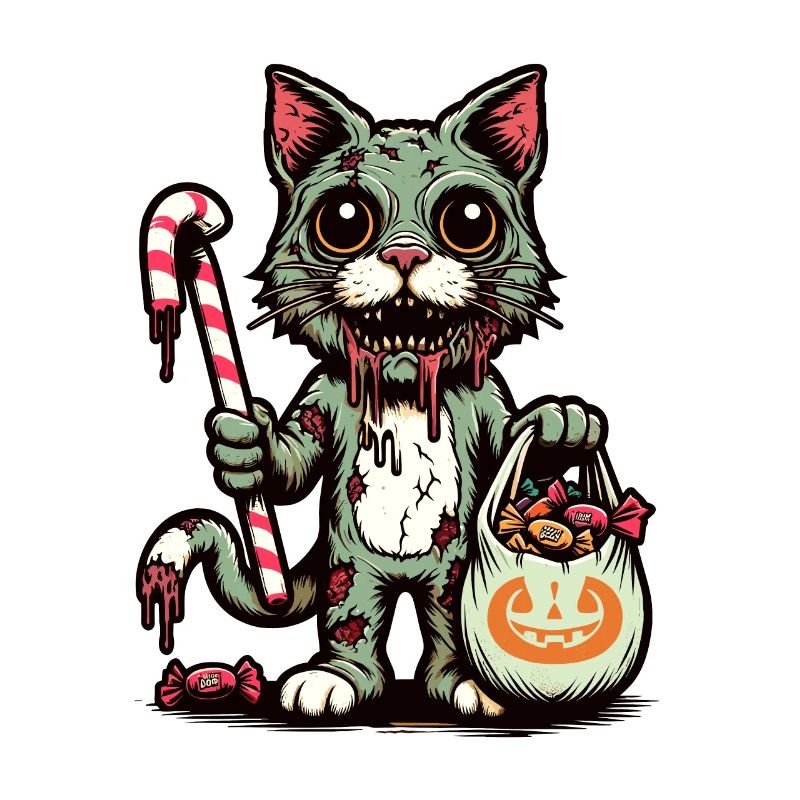 Untote Zombie Katze Süßes Oder Saures