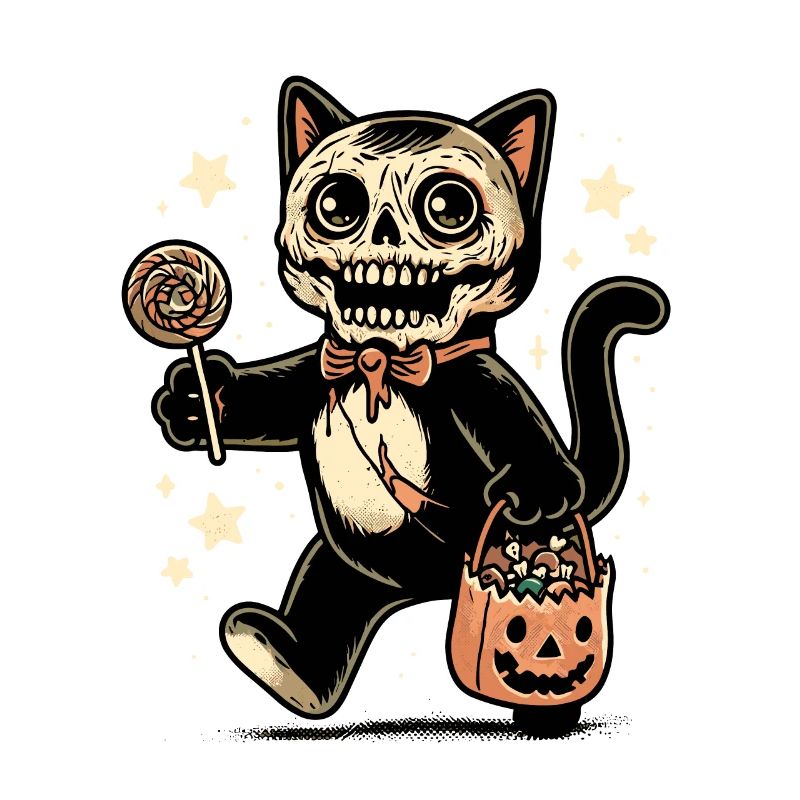 Untote Zombie Katze Süßes Oder Saures Halloween