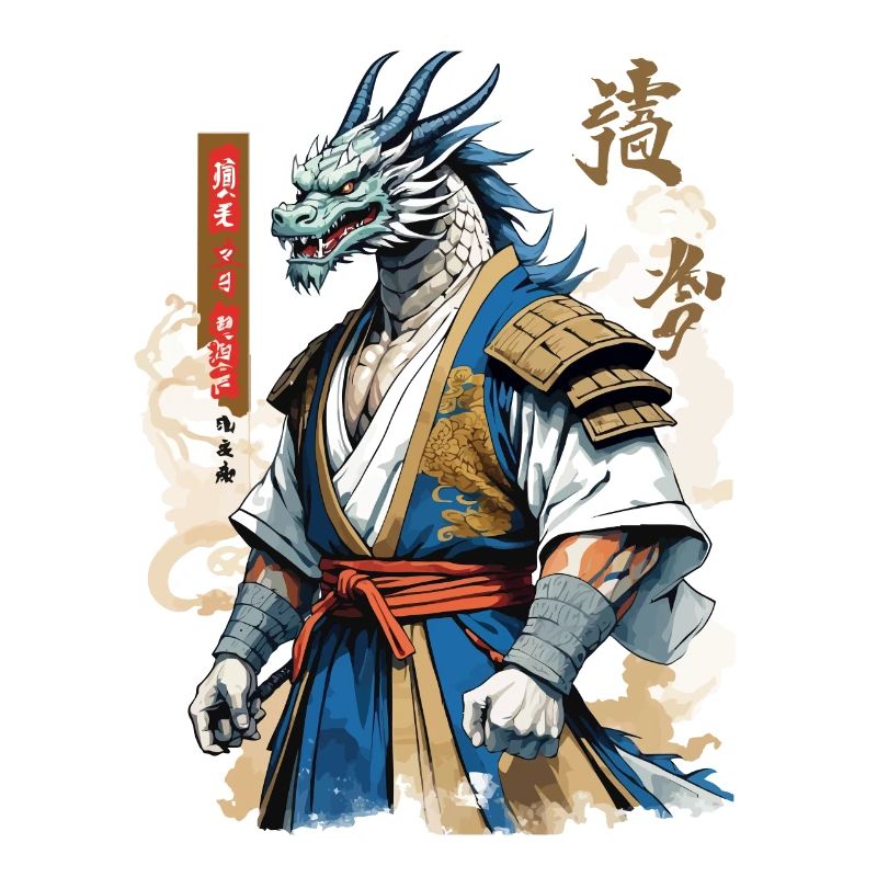 Dragon Samurai Vintage Ukiyo-e Style