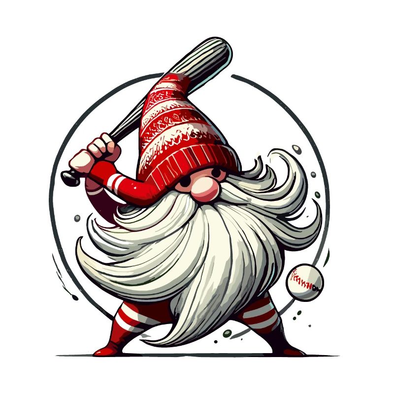 Gnome de baseball de Noël avec batte de baseball