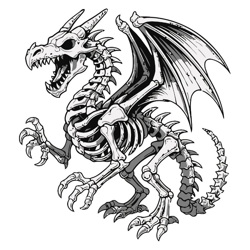 Celestial Dragon Skeleton Illustration