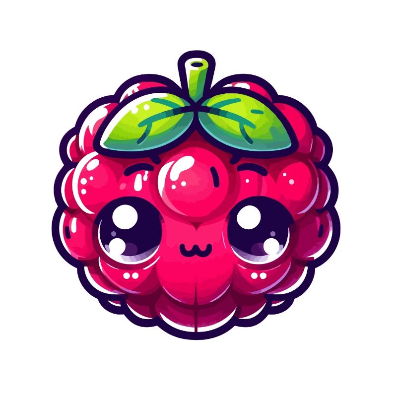 Himbeer-Kawaii-Illustration