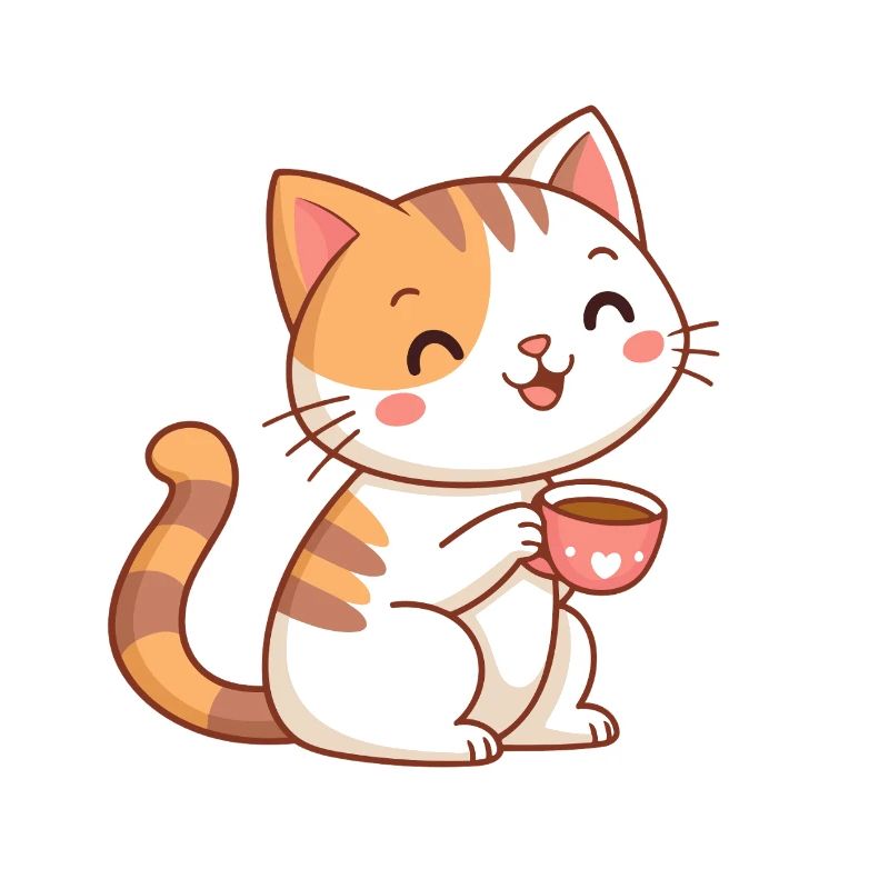 Kawaii-Katze im Café