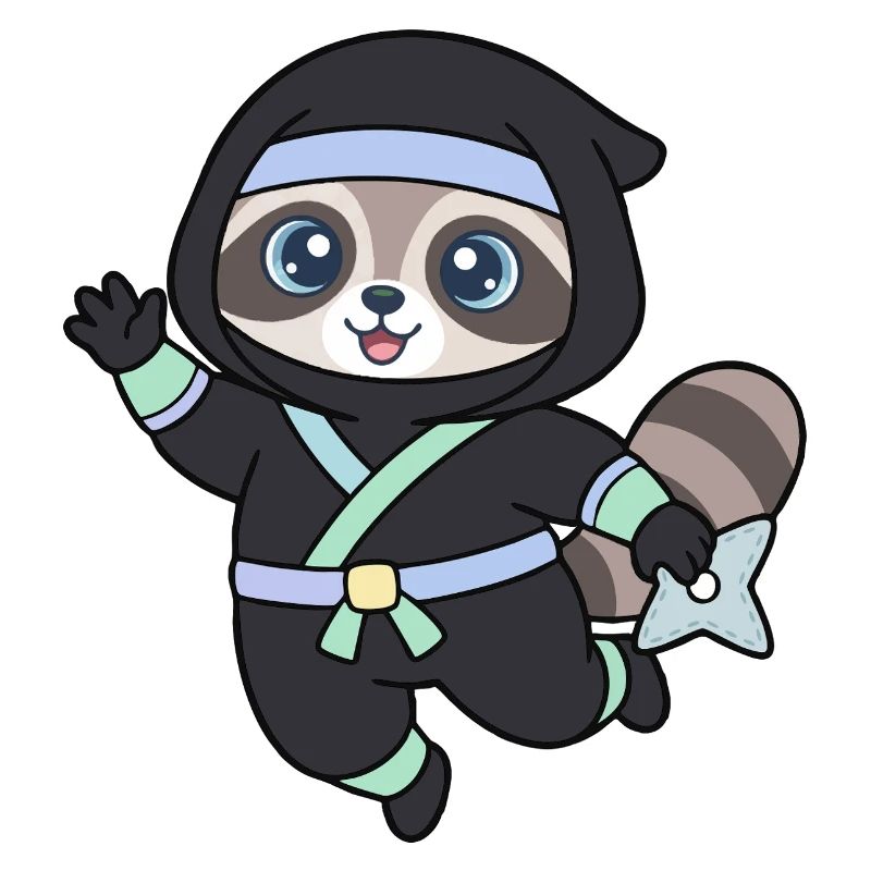 Ninja Waschbär im Ninja-Outfit