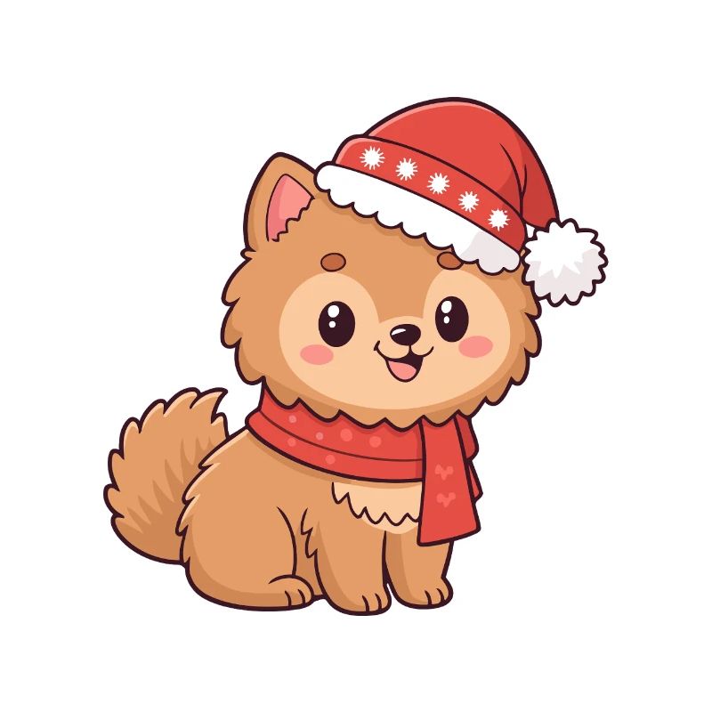 Welpen-Weihnachtshut-Schal