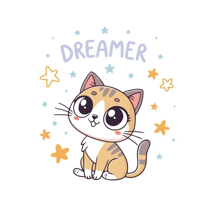 Dreamy Cat und Kawaii-Sterne
