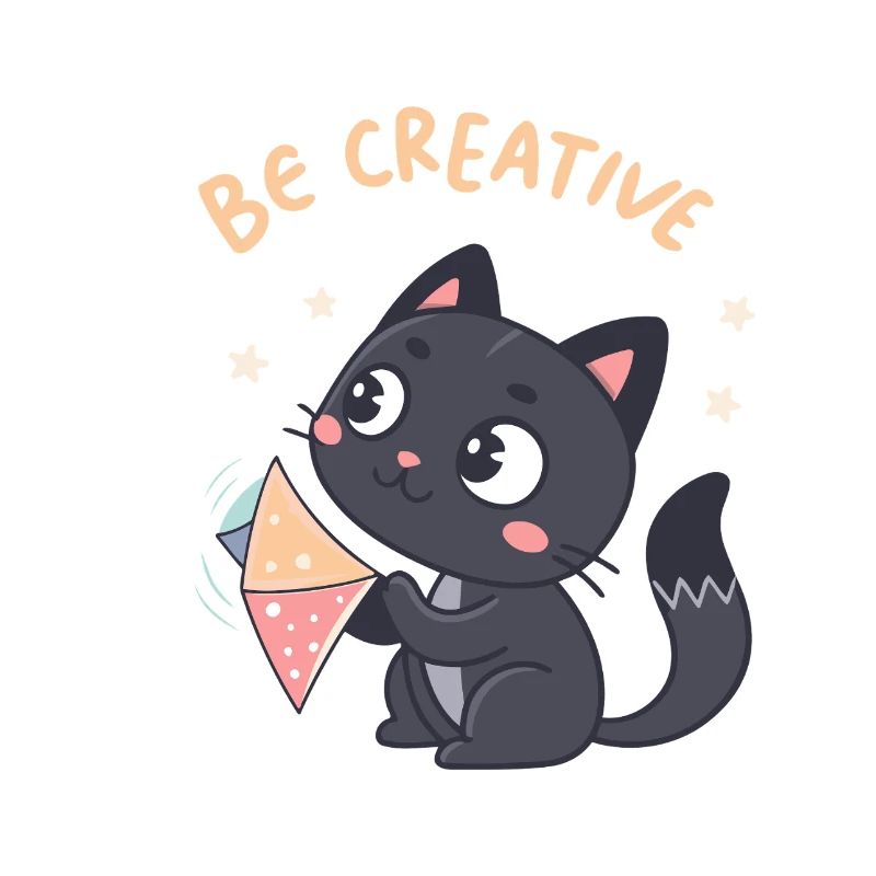 Kawaii-Katze und kreativer Drachen